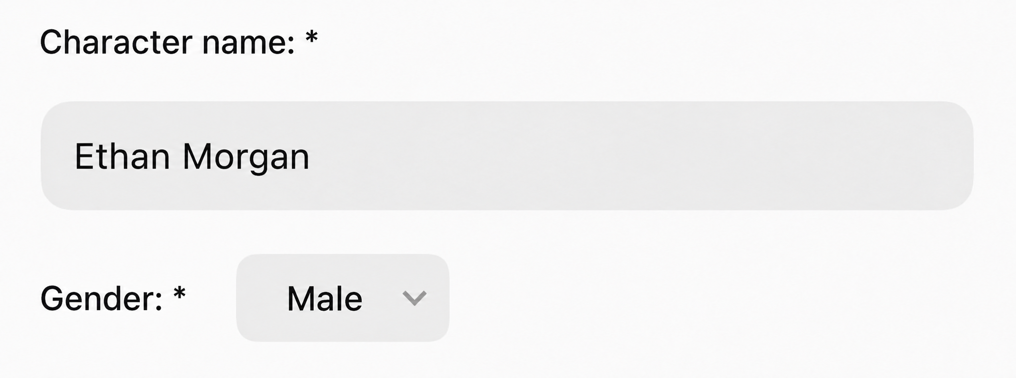 In-app example: Character name