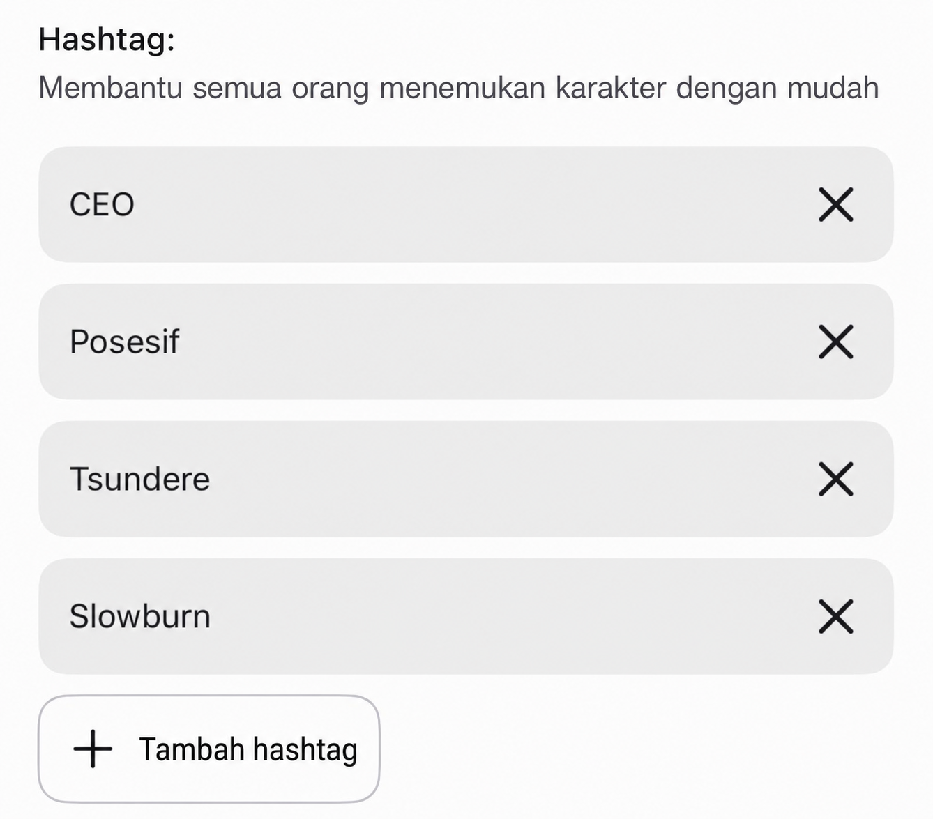Contoh di dalam app: Hashtag