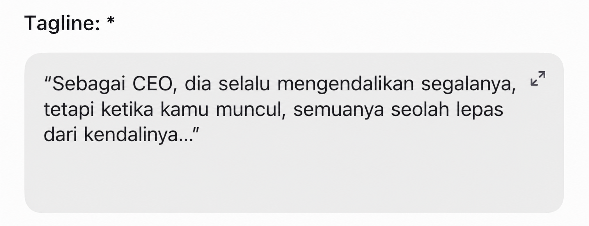 Contoh di dalam app: Tagline