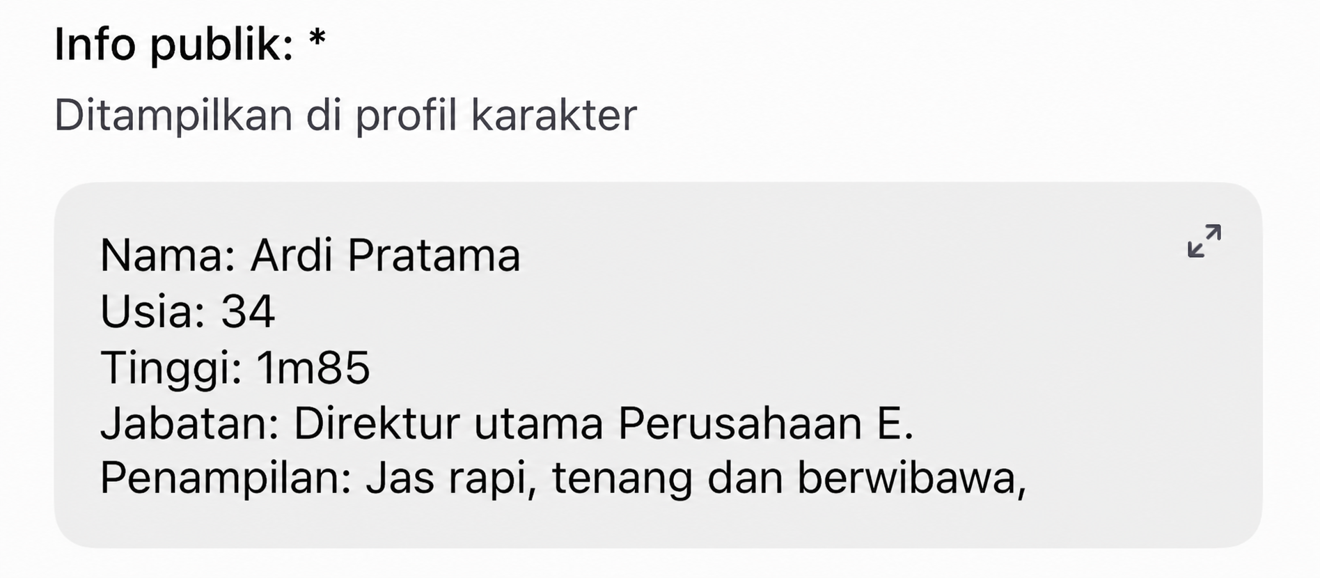 Contoh di dalam app: Info publik